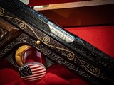 Rare & Beautiful Sig Sauer P210 Luxury Engraved With Exquisite Gold Inlay W/ Glass Top Wood Presentation Case - 7 of 10