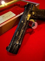 Rare & Beautiful Sig Sauer P210 Luxury Engraved With Exquisite Gold Inlay W/ Glass Top Wood Presentation Case - 4 of 10