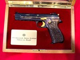 Rare & Beautiful Sig Sauer P210 Luxury Engraved With Exquisite Gold Inlay W/ Glass Top Wood Presentation Case