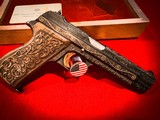 Rare & Beautiful Sig Sauer P210 Luxury Engraved With Exquisite Gold Inlay W/ Glass Top Wood Presentation Case - 6 of 10