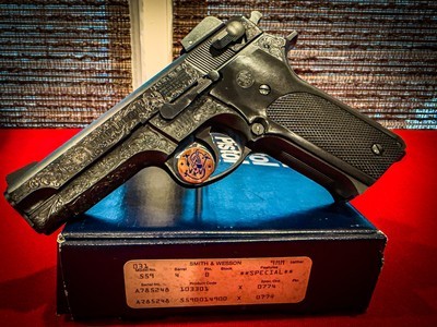 1 of 50 Beautiful Blue Factory Engraved Smith & Wesson Model 559