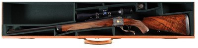 Master Engraved and Gold Inlaid Kazakhstan Themed Ruger/Spink No. 1 Single Shot Rifle with Zeiss Scope and Case - Image 2 of 8