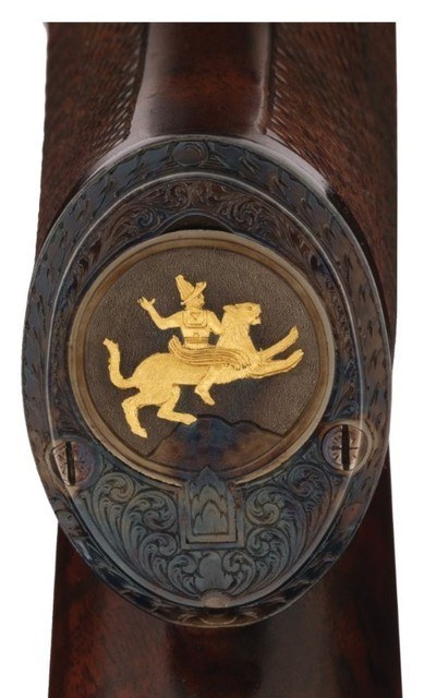 Master Engraved and Gold Inlaid Kazakhstan Themed Ruger/Spink No. 1 Single Shot Rifle with Zeiss Scope and Case - Image 8 of 8