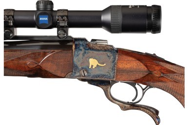 Master Engraved and Gold Inlaid Kazakhstan Themed Ruger/Spink No. 1 Single Shot Rifle with Zeiss Scope and Case - Image 5 of 8
