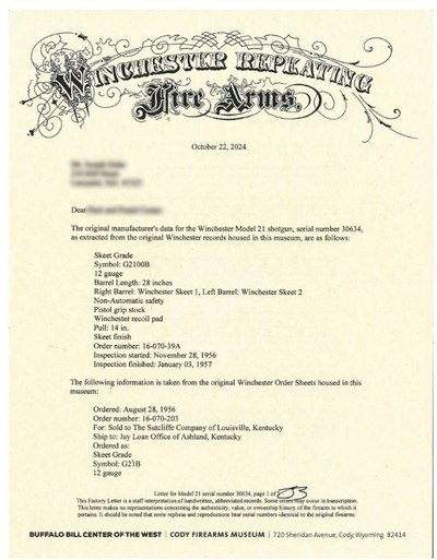 WINCHESTER MODEL 21 SKEET GRADE 12 GAUGE – FACTORY LETTERED – 1957 PRODUCTION – 28” WS-1 / WS-2 – SOLID RIB - Image 6 of 7