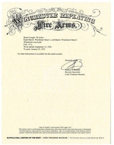 WINCHESTER MODEL 21 SKEET GRADE 12 GAUGE – FACTORY LETTERED – 1957 PRODUCTION – 28” WS-1 / WS-2 – SOLID RIB - Image 7 of 7