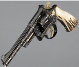 Jeff Flannery Signed, Engraved, and Gold Inlaid 357 Magnum Smith & Wesson Model 27-2 Double Action Revolver with Stag Grips - Image 6 of 7