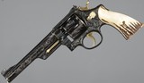 Jeff Flannery Signed, Engraved, and Gold Inlaid 357 Magnum Smith & Wesson Model 27-2 Double Action Revolver with Stag Grips - Image 1 of 7