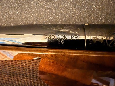 “His & Hers” Custom Weatherby Mark V Presentation Rifles – Safari Club International Gold Inlay & Exhibition Walnut – 7mm Back Country .280 Ackley Imp - Image 12 of 25