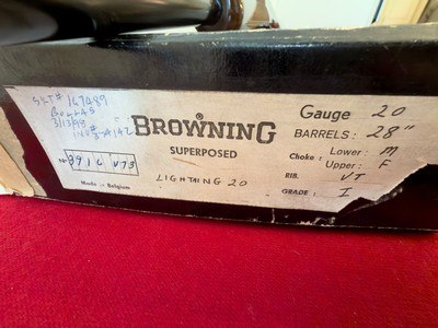 1973 Belgian Browning Superposed Lightning Grade I 20 Gauge - Image 3 of 7