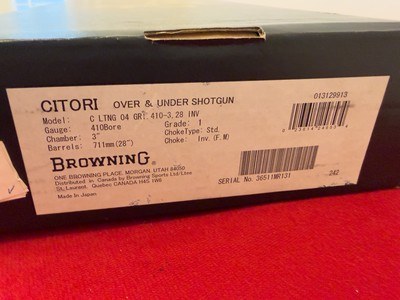 Browning Citori .410 Bore 28” O/U – Boxed – Miroku Japan - Image 2 of 10