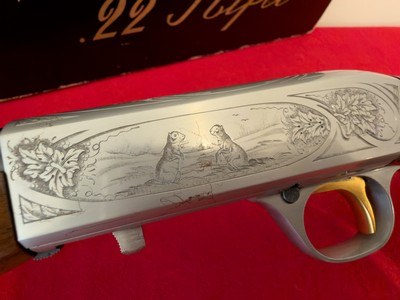 Factory Engraved Belgian Browning .22 Auto Grade II Semi-Automatic Rifle with Box - Image 8 of 11