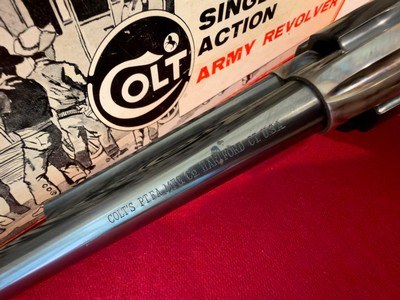 COLT SINGLE ACTION ARMY EARLY GEN 2 NICKEL FINISH FAUX MOTHER OF PEARL GRIPS IN .45 COLT - Image 7 of 10