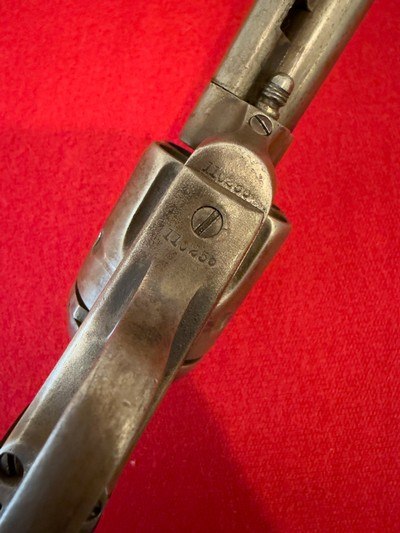 ANTIQUE GEN 1 COLT SINGLE ACTION ARMY REVOLVER 7 1/2– FACTORY LETTERED TO HARTLEY & GRAHAM – .45 COLT – 1884 PRODUCTION – WITH DOUBLE LOOP HOLSTER - Image 7 of 11
