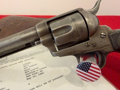 ANTIQUE GEN 1 COLT SINGLE ACTION ARMY REVOLVER 7 1/2– FACTORY LETTERED TO HARTLEY & GRAHAM – .45 COLT – 1884 PRODUCTION – WITH DOUBLE LOOP HOLSTER - Image 2 of 11