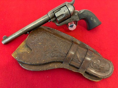ANTIQUE GEN 1 COLT SINGLE ACTION ARMY REVOLVER 7 1/2– FACTORY LETTERED TO HARTLEY & GRAHAM – .45 COLT – 1884 PRODUCTION – WITH DOUBLE LOOP HOLSTER - Image 5 of 11