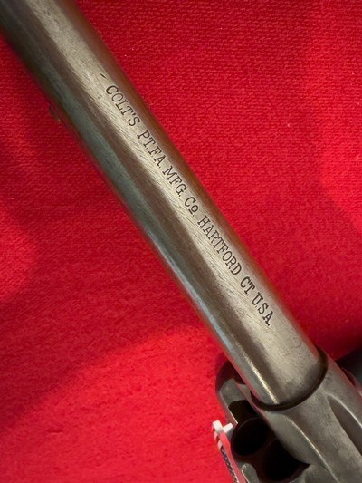 ANTIQUE GEN 1 COLT SINGLE ACTION ARMY REVOLVER 7 1/2– FACTORY LETTERED TO HARTLEY & GRAHAM – .45 COLT – 1884 PRODUCTION – WITH DOUBLE LOOP HOLSTER - Image 6 of 11