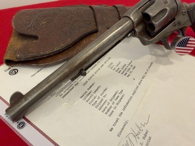 ANTIQUE GEN 1 COLT SINGLE ACTION ARMY REVOLVER 7 1/2– FACTORY LETTERED TO HARTLEY & GRAHAM – .45 COLT – 1884 PRODUCTION – WITH DOUBLE LOOP HOLSTER - Image 4 of 11