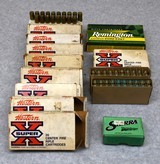 Assorted 6mm Rem. brass and factory ammo