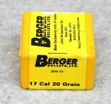 Berger 17 cal 20 grain bullets - 1 of 1