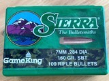 Sierra GameKing 7mm 160 Grain SBT Bullets 100 Count NIB - 1 of 3
