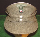 Original WWII German M43 Heer Officer's Green Wool Field Cap - 1 of 9
