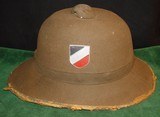 Original 2 Insignia WWII German Afrika Korps Pith Helmet - 4 of 11