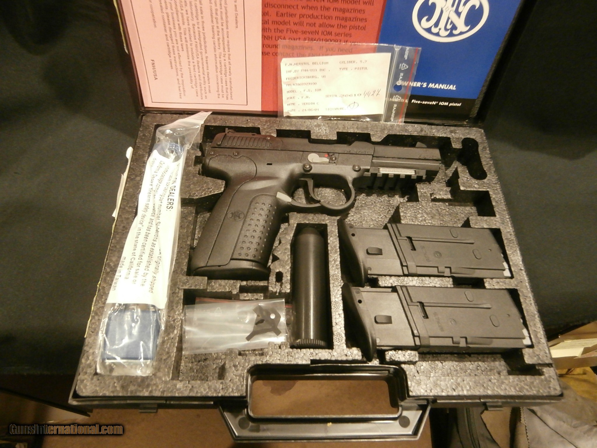 FN IOM 5.7 PISTOL. EXTREMELY RARE!! ORIGINAL FN 5.7x28mm IOM PISTOL FNH ...