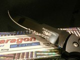 PARAGON X-O LITE AUTOMATIC KNIFE
BLACK SERRATED ATS-34 BLADE
NIB!! - 2 of 11