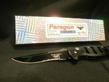 PARAGON X-O LITE AUTOMATIC KNIFE
BLACK SERRATED ATS-34 BLADE
NIB!! - 6 of 11
