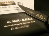AL MAR AUTO-SERT 1ST PRODUCTION BLACK & GOLD BLADE AUTOMATIC SERE KNIFE PRESENTATION CASE BRAND NEW!!