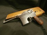 MAUSER C96 BROOMHANDLE by TAKU NAVAL DOCKYARD
7.63mm
RARE 100mm Barrel
MATCHING NUMBERS with MATCHING NUMBERED SHOULDER STOCK