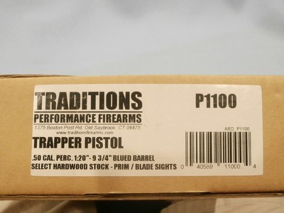 TRADITIONS TRAPPER PISTOL PERCUSSION .50 CALIBER P1100PERCUSSION .50 CAL PISTOLTRADITIONS .50 CAL PERCUSSION PISTOLTRADITIONS MODEL P1100 - Image 11 of 12