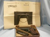 WALTHER PP 7.65mm .32acp MANURHIN (FRANCE) ALL-MATCHING, TWO MAGAZINES, VERY EARLY MANURHIN PP
EXC+ CONDITION!!
IN ORIGINAL BOX!! - 2 of 12