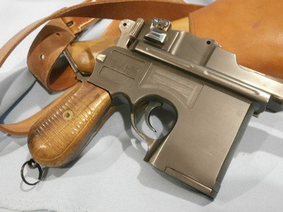 C96 BROOMHANDLESHANSEI TYPE 17 .45acpw/WOOD SHOULDER STOCK AND LEATHER HOLSTER HARNESSSHANXI TYPE 17 .45ACP BROOMHANDLE w/WOOD STOCK & HARNESS - Image 3 of 9