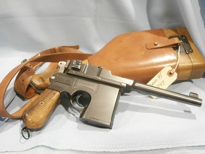 C96 BROOMHANDLESHANSEI TYPE 17 .45acpw/WOOD SHOULDER STOCK AND LEATHER HOLSTER HARNESSSHANXI TYPE 17 .45ACP BROOMHANDLE w/WOOD STOCK & HARNESS - Image 2 of 9