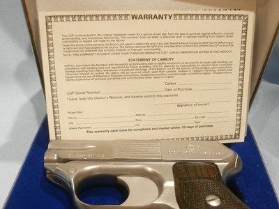 COP 357 MAGNUM 4-SHOT STAINLESS STEEL PISTOL COP 4-BARREL DERRINGER .357 DERRINGER COP 4-BARREL PISTOL COP MODEL SS-1 MINT & RARE!!!.22LR INSERTS - Image 9 of 10