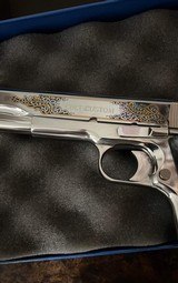 Colt 1911 Custom Govt. .38 SUPER- Bright Stainless-Gold Engraved -XLNT! ELCEN SERIES- Model O -02071ELC2- RARE w/box! - 3 of 11