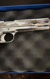 Colt 1911 Custom Govt. .38 SUPER- Bright Stainless-Gold Engraved -XLNT! ELCEN SERIES- Model O -02071ELC2- RARE w/box! - 10 of 11