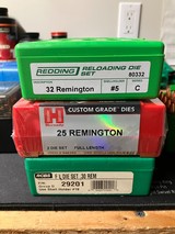 25 Rem, 30 Rem, 32 Rem ammo/brass/dies - Image 1 of 7