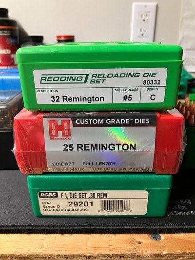 25 Rem, 30 Rem, 32 Rem ammo/brass/dies - Image 1 of 7