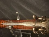 William Beyer Combination side by side,
16 gauge damascus barrel on left, steel rifled .577 on right., horn trigger guard and forened opening lever. - 2 of 25