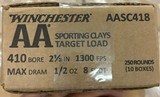 Winchester AA Target Loads .410, 1/2oz, 2 1/2”, 1300FPS flats - 1 of 1