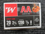 Winchester 20 gauge AA ammo - box of 25 - 7/8 oz. #8's - 2 of 3