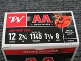 Winchester 12 gauge AA Ammo - 2-3/4 dram - 1-1/8 oz. #8's - 1145 fps - box of 25 rounds - 2 of 3