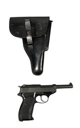 WALTHER P1 MARKED P38 1962 DATED WITH ORIGINAL HOLSTER AND 2 MAGS ALUMINUM FRAME - 2 of 6