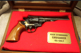 HIGH STANDARD CRUSADERS~MATCHING PAIR OF 6 INCH REVOLVERS~ONE 45 COLT & ONE 44 MAGNUM~MATCHING SERIAL NUMBERS~GOLD INLAY CRUSADER~PRIVATE NO TAX SALE! - 3 of 15