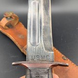 Early WW2 KA-BAR USMC Red Spacer High Condition Original Blued Blade - 3 of 15