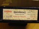 BROWNING SUPERPOSED SUPERLIGHTWEIGHT
(Super-light) 12 Ga. Solid Rib 100% Factory Original Like New in Box
- 15 of 15