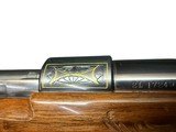 INCREDIBLE 1962 BROWNING HIGH POWER EXHIBITION GRADE BOLT ACTION RIFLE .270 WIN. FACTORY ENGRAVED, GOLD INLAID & SILVER PLATED BASEPLATE 2 GAME SCENES - 10 of 20